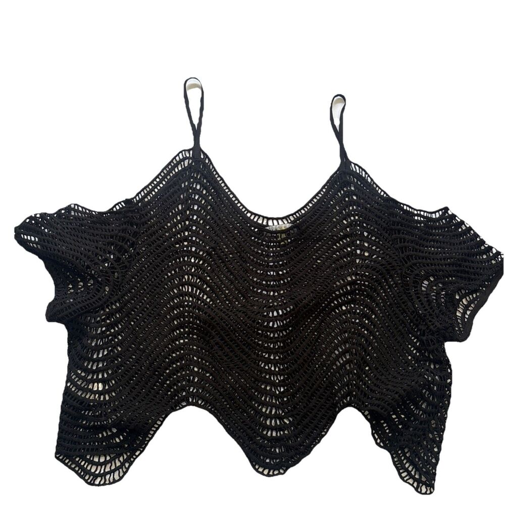 Anthropologie X Lulumari Women's crotchet Knit Crop Swim Cover Up Top Size L - Picture 8 of 14